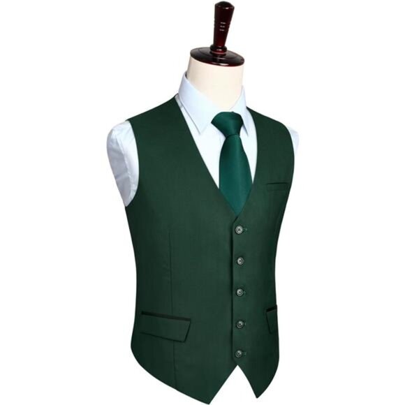 Men's Suit Vest Formal V-Neck Green - Picture 5 of 5